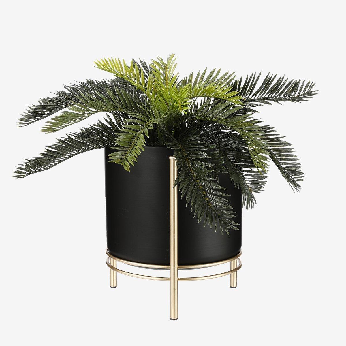 Sverre Blumentopf auf Ständer – H28 x Ø19 cm – Schwarz, Gold - HomeDesign Knaus