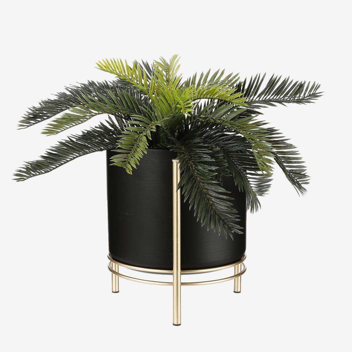 Sverre Blumentopf auf Ständer – H28 x Ø19 cm – Schwarz, Gold - HomeDesign Knaus