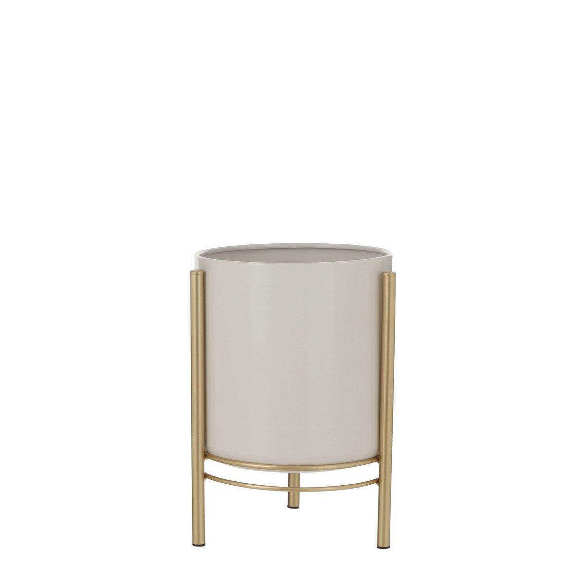 Sverre Blumentopf auf Ständer – H28 x Ø19 cm – Weiß, Gold - HomeDesign Knaus