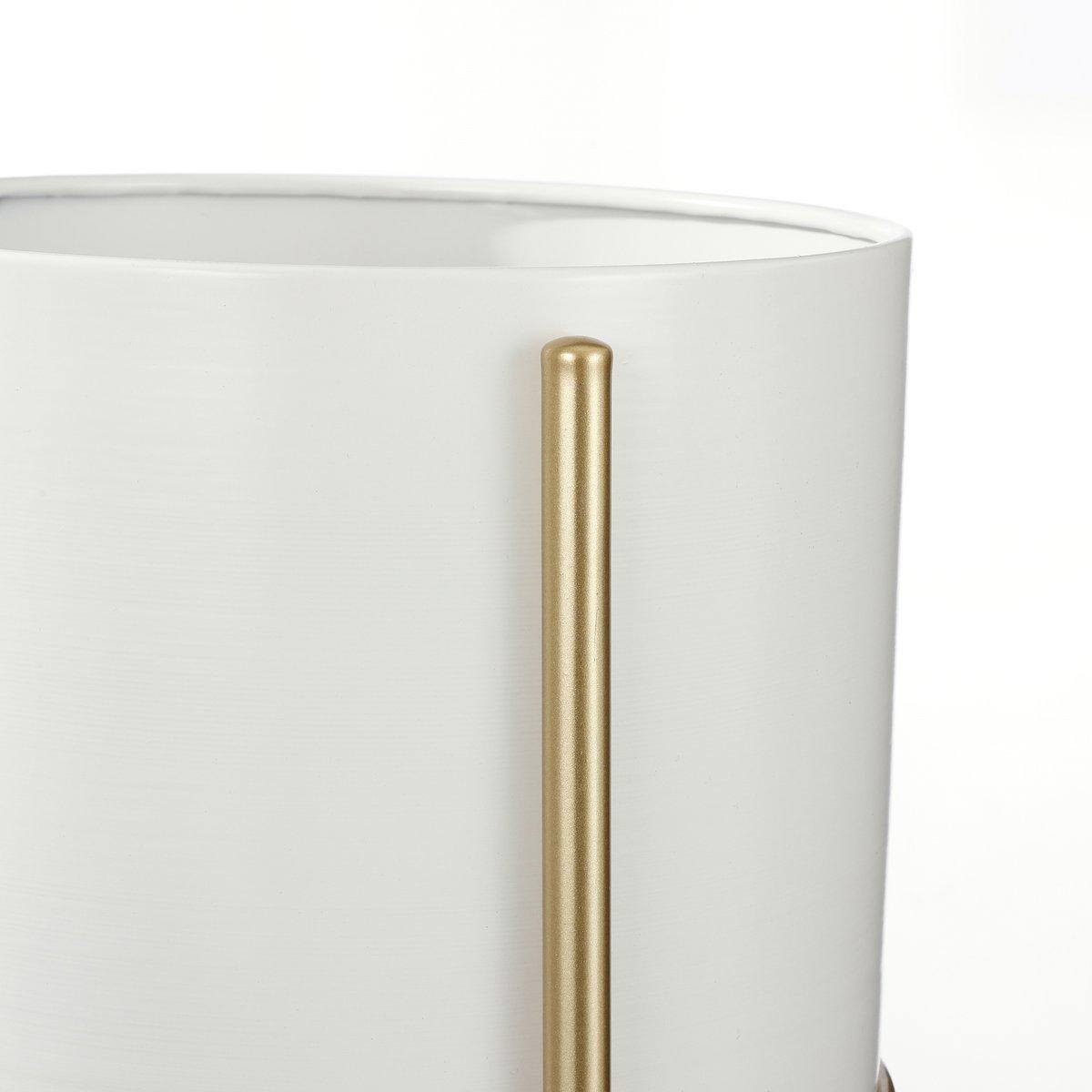 Sverre Blumentopf auf Ständer – H28 x Ø19 cm – Weiß, Gold - HomeDesign Knaus