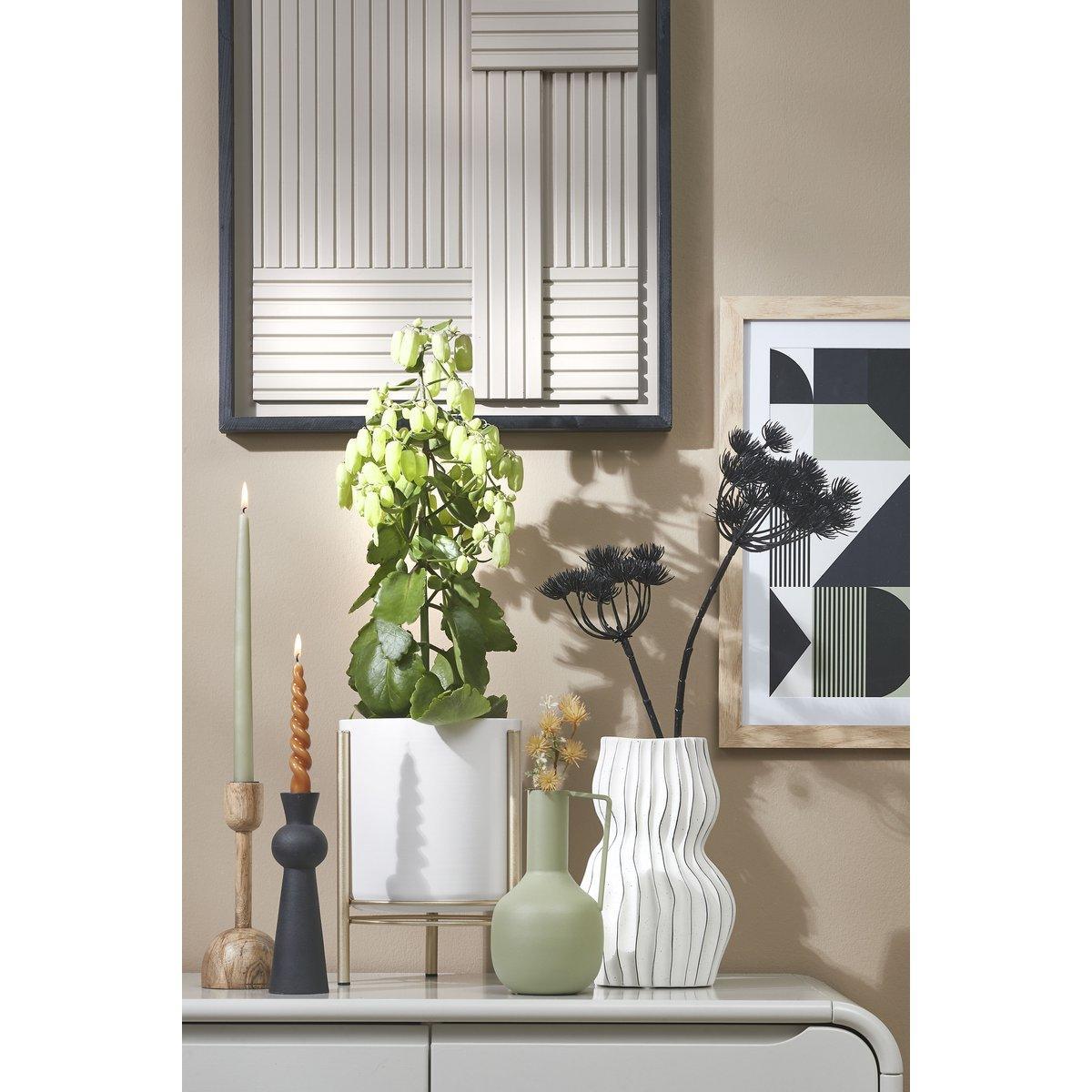 Sverre Blumentopf auf Ständer – H28 x Ø19 cm – Weiß, Gold - HomeDesign Knaus
