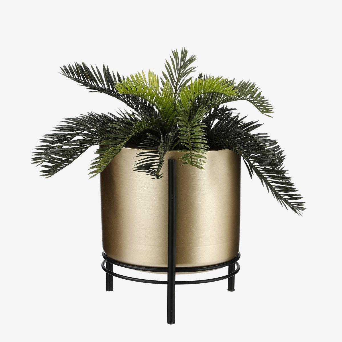 Sverre Blumentopf auf Ständer – H29 x Ø25 cm – Gold, Schwarz - HomeDesign Knaus