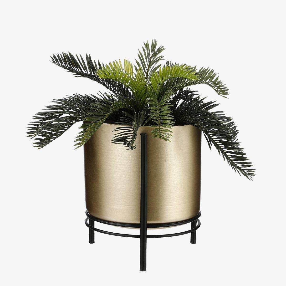 Sverre Blumentopf auf Ständer – H29 x Ø25 cm – Gold, Schwarz - HomeDesign Knaus
