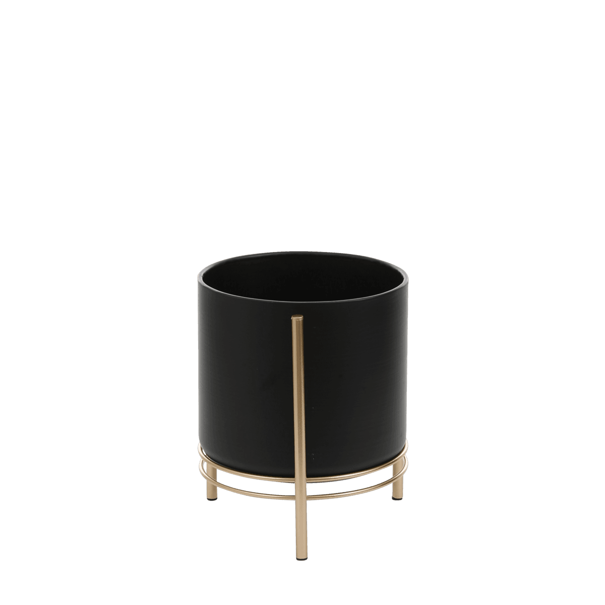 Sverre Blumentopf auf Ständer – H29 x Ø25 cm – Schwarz, Gold - HomeDesign Knaus