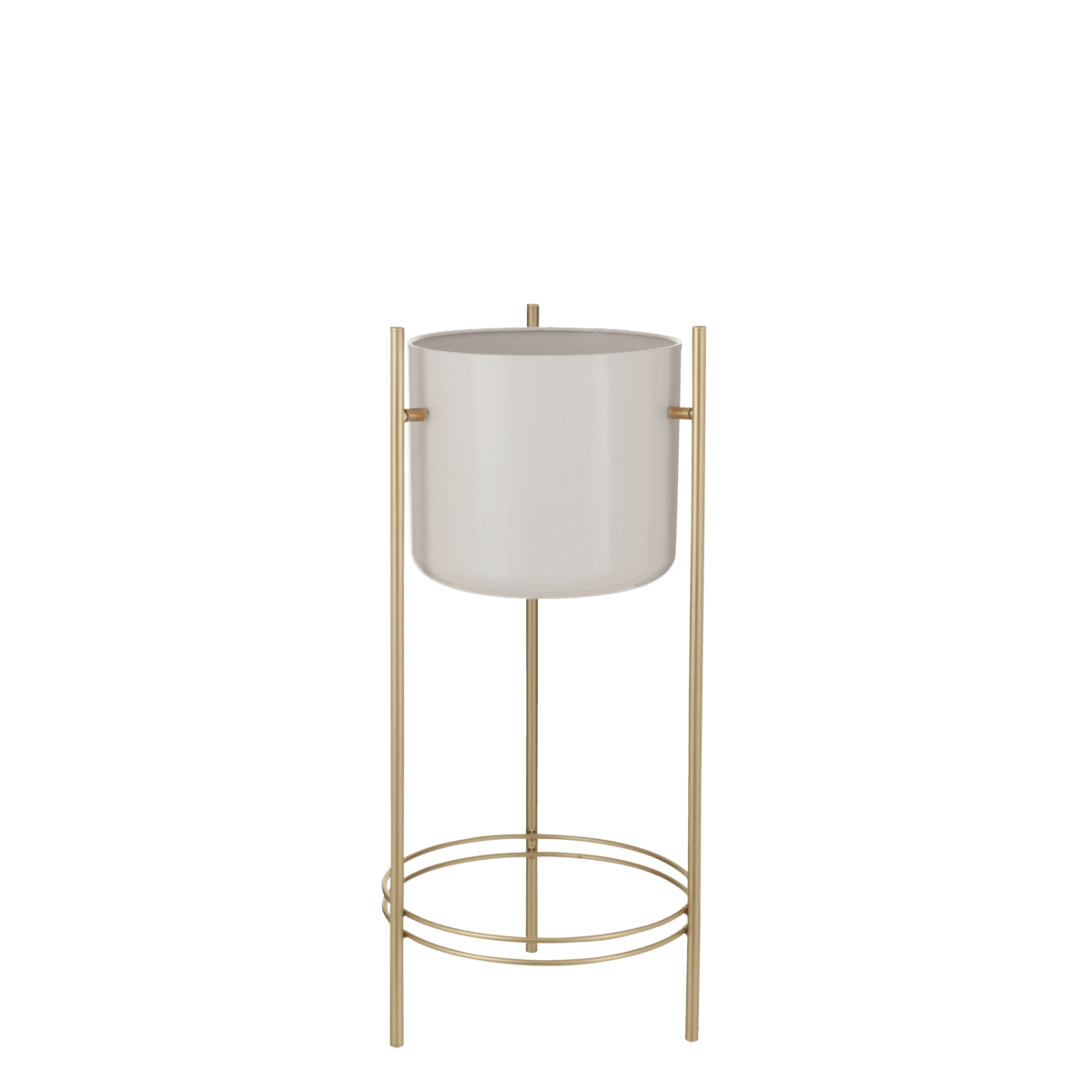 Sverre Blumentopf auf Ständer – H66 x Ø28 cm – Weiß, Gold - HomeDesign Knaus