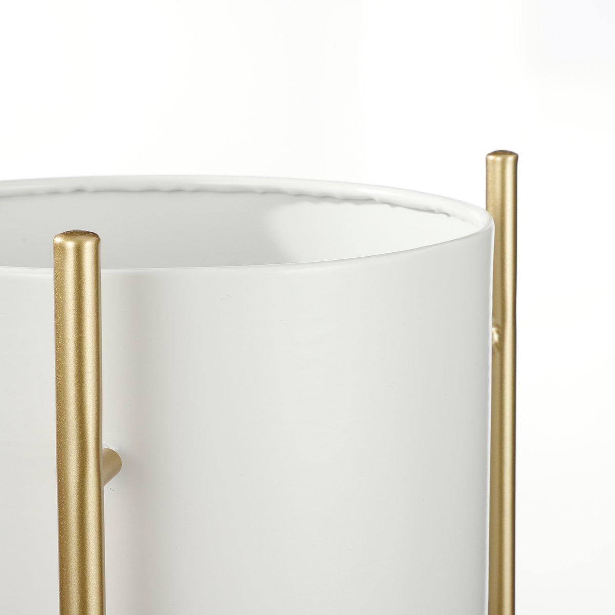 Sverre Blumentopf auf Ständer – H66 x Ø28 cm – Weiß, Gold - HomeDesign Knaus
