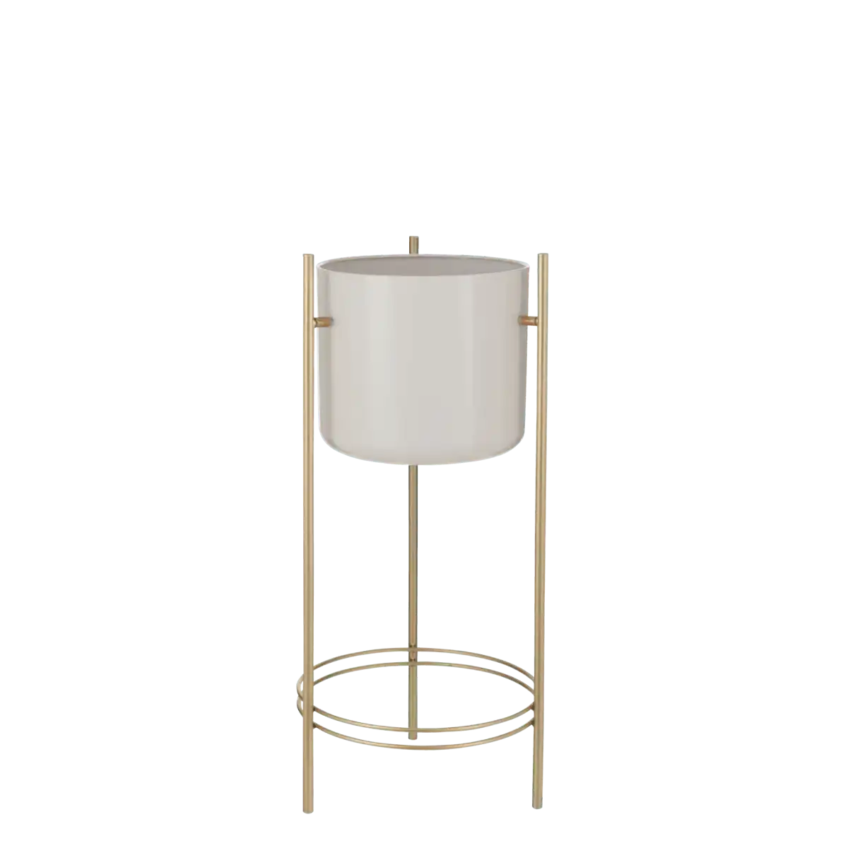 Sverre Blumentopf auf Ständer – H66 x Ø28 cm – Weiß, Gold - HomeDesign Knaus
