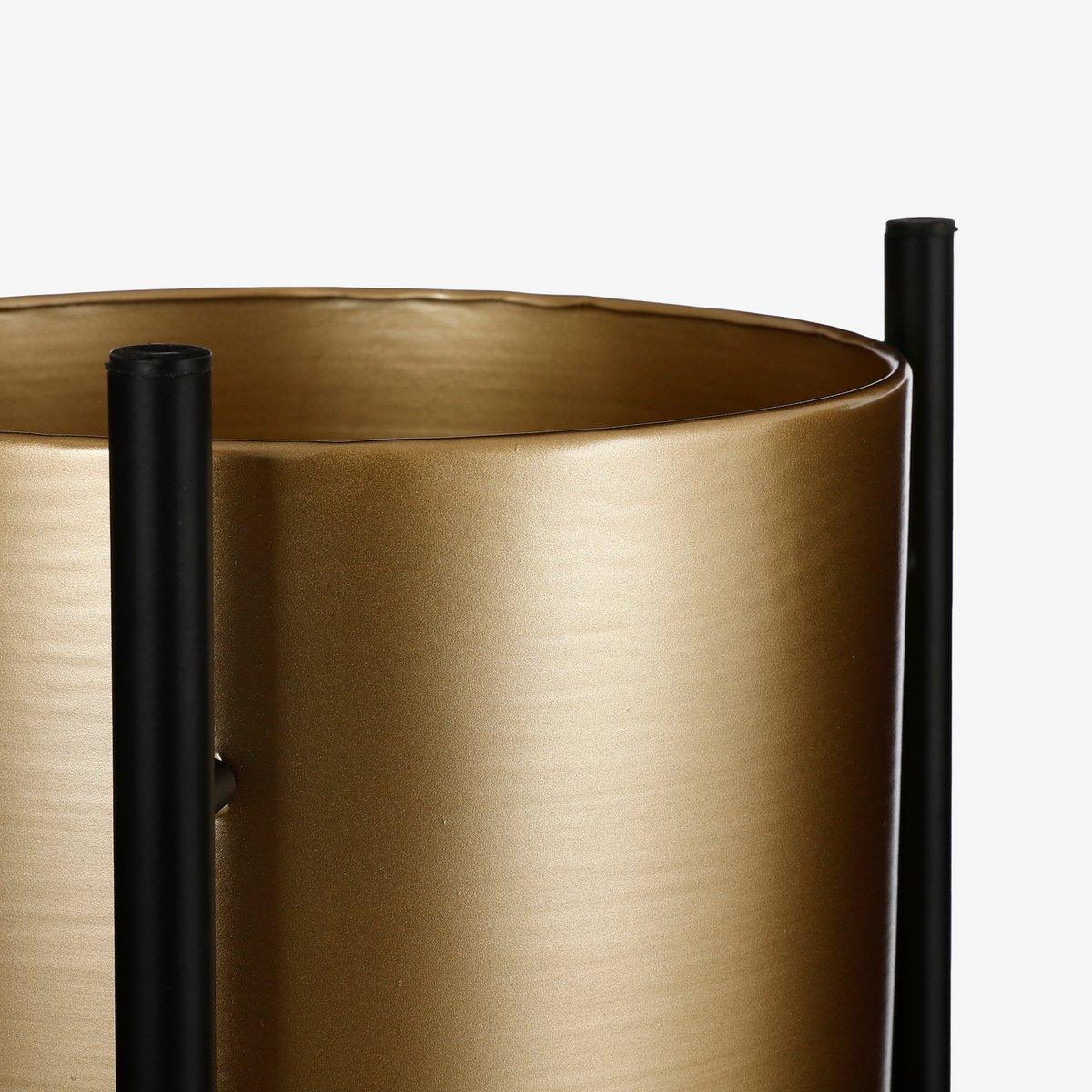 Sverre Blumentopf auf Ständer – H81 x Ø27 cm – Metall – Gold, Schwarz - HomeDesign Knaus