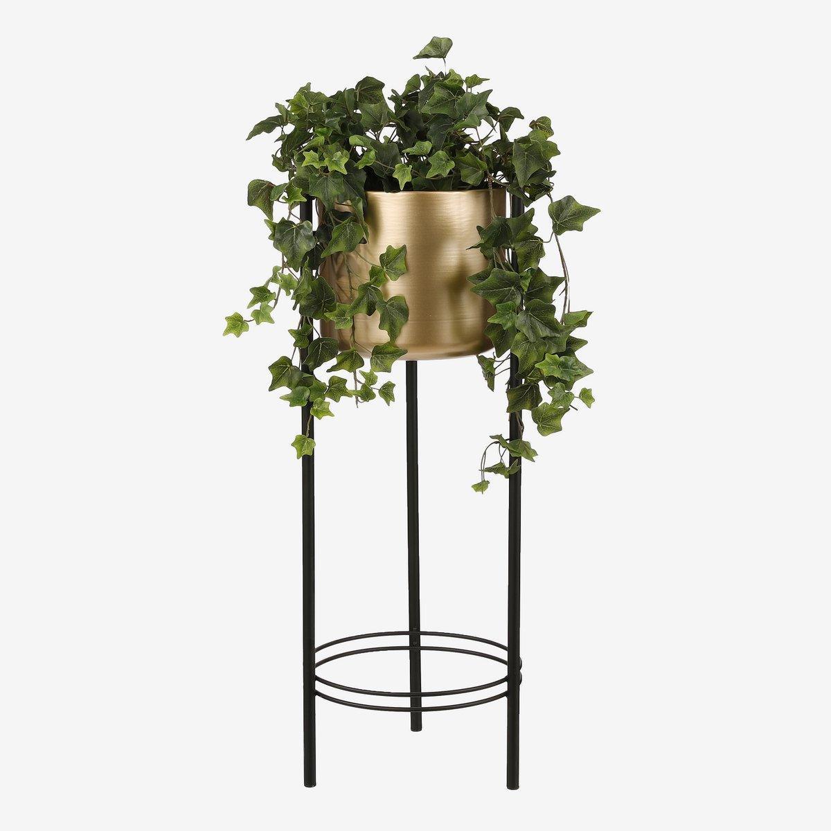 Sverre Blumentopf auf Ständer – H81 x Ø27 cm – Metall – Gold, Schwarz - HomeDesign Knaus