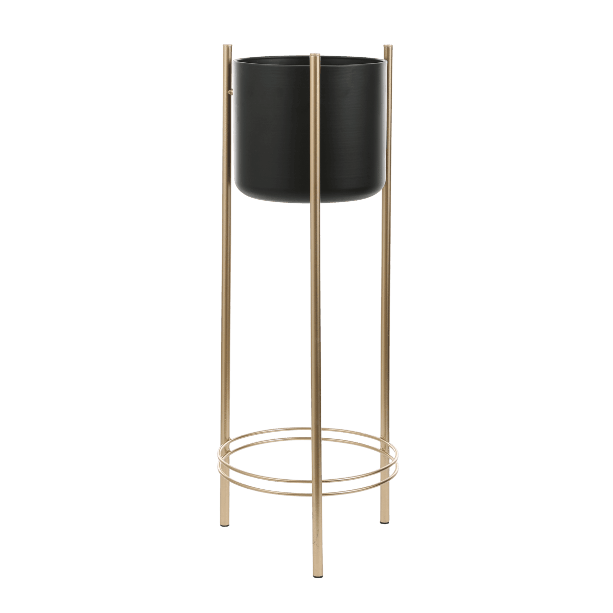 Sverre Blumentopf auf Ständer – H81 x Ø27 cm – Schwarz, Gold - HomeDesign Knaus