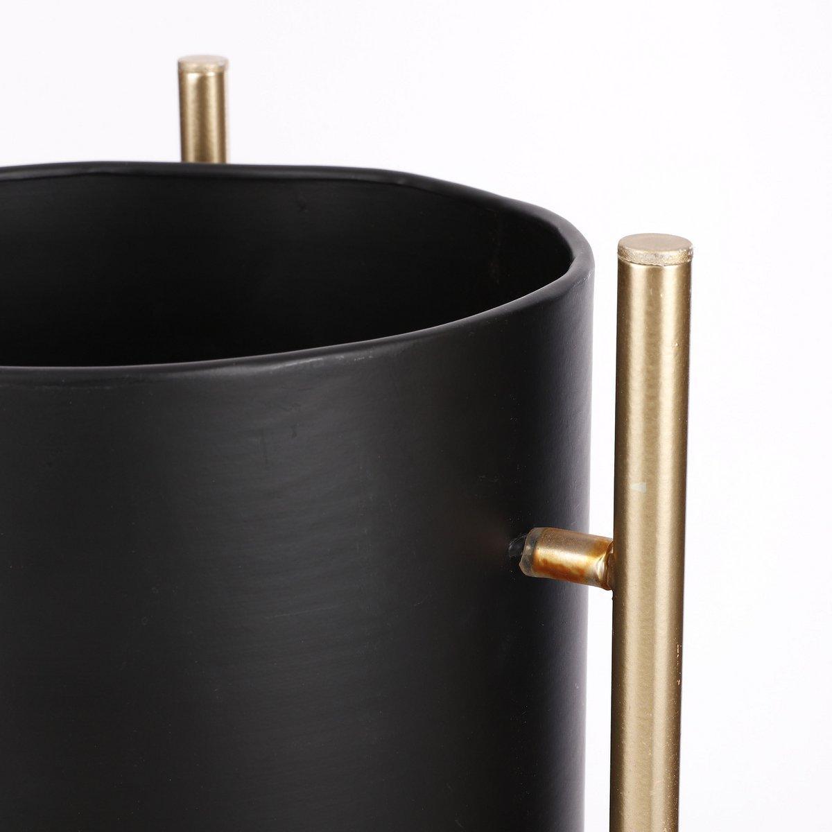 Sverre Blumentopf auf Ständer – H81 x Ø27 cm – Schwarz, Gold - HomeDesign Knaus