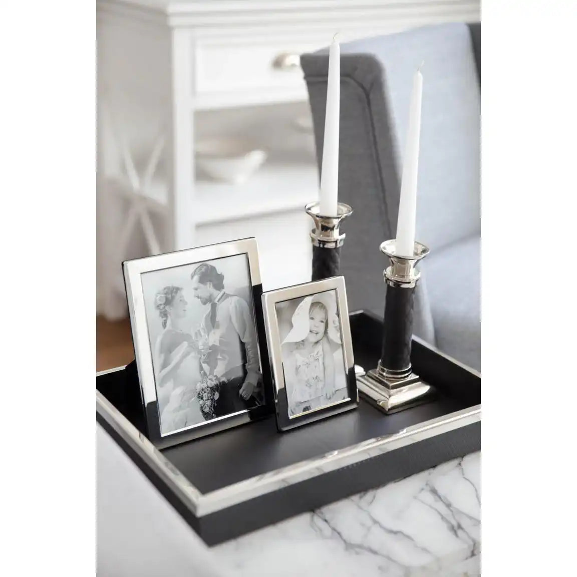 Tablett Serviertablett Jackson, quadratisch, Stahl mit Kunstlederbezug, 38 x 38 cm - HomeDesign Knaus