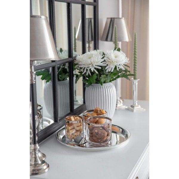 Tablett, Serviertablett Marlene, rund, Edelstahl hochglanzpoliert, Durchmesser 34 cm - HomeDesign Knaus