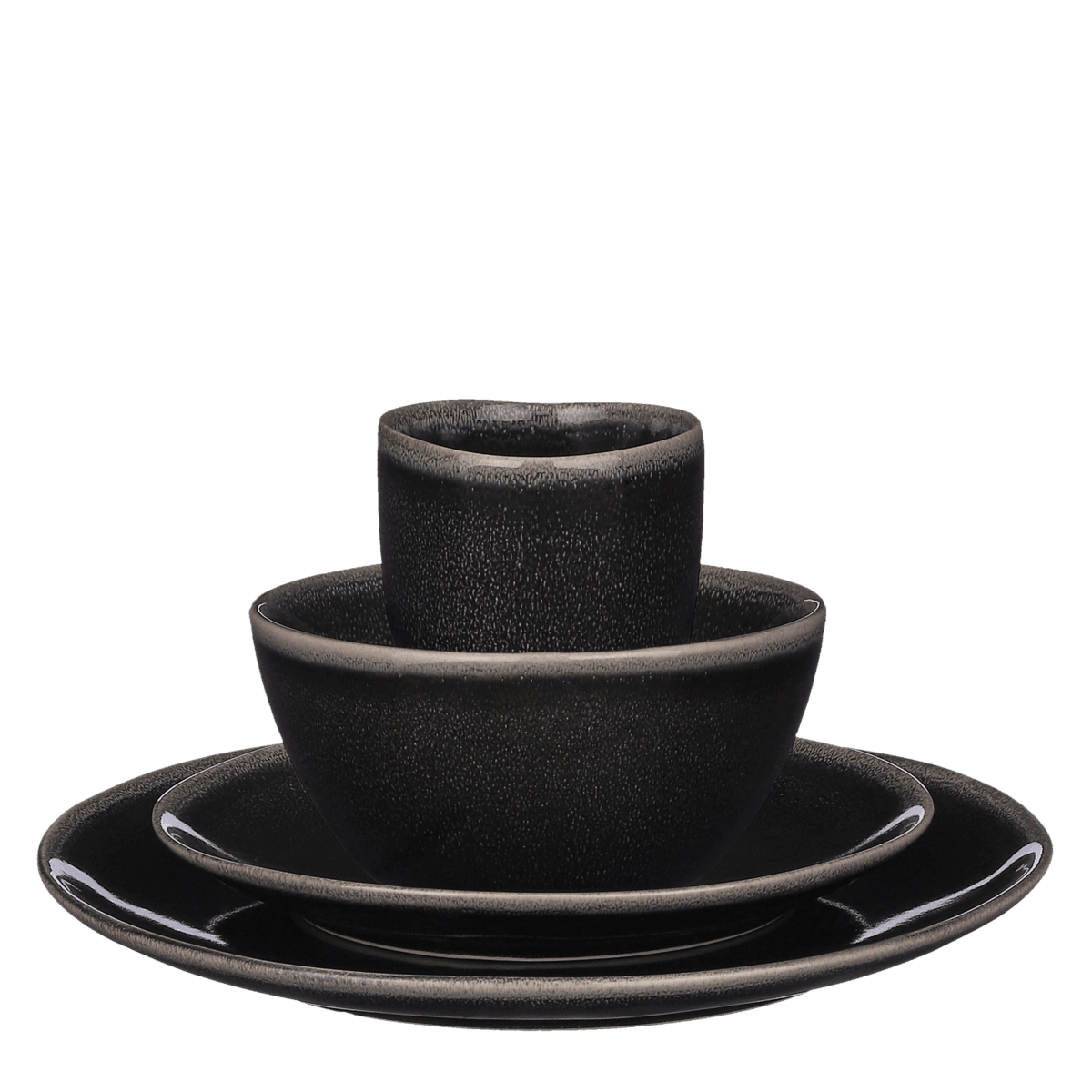 Tabo Service-Set für 4 Personen - Schwarz - HomeDesign Knaus
