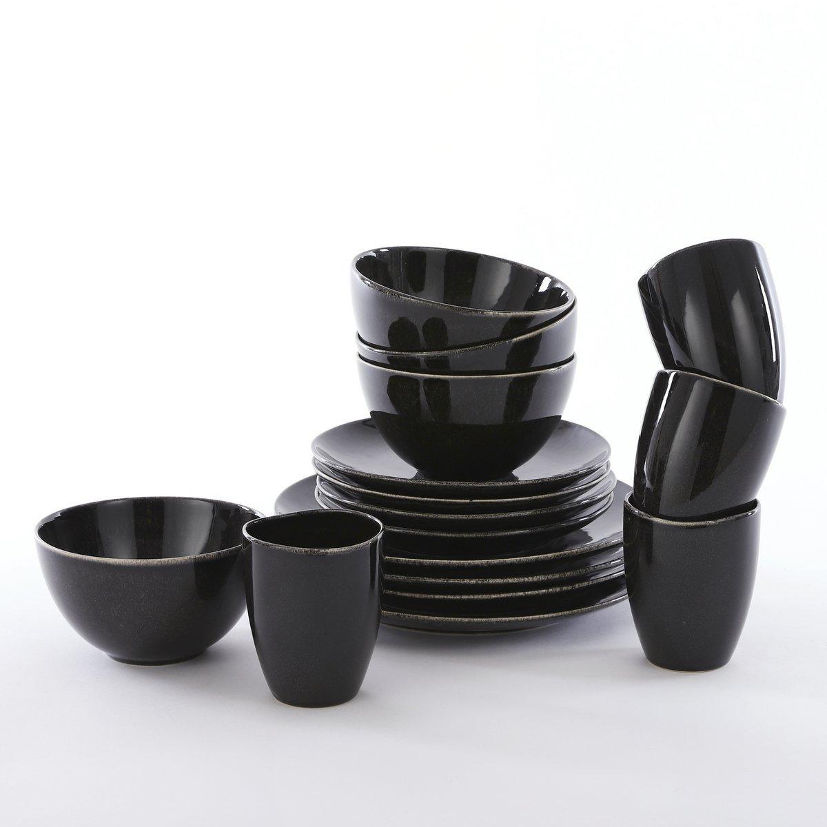 Tabo Service-Set für 4 Personen - Schwarz - HomeDesign Knaus