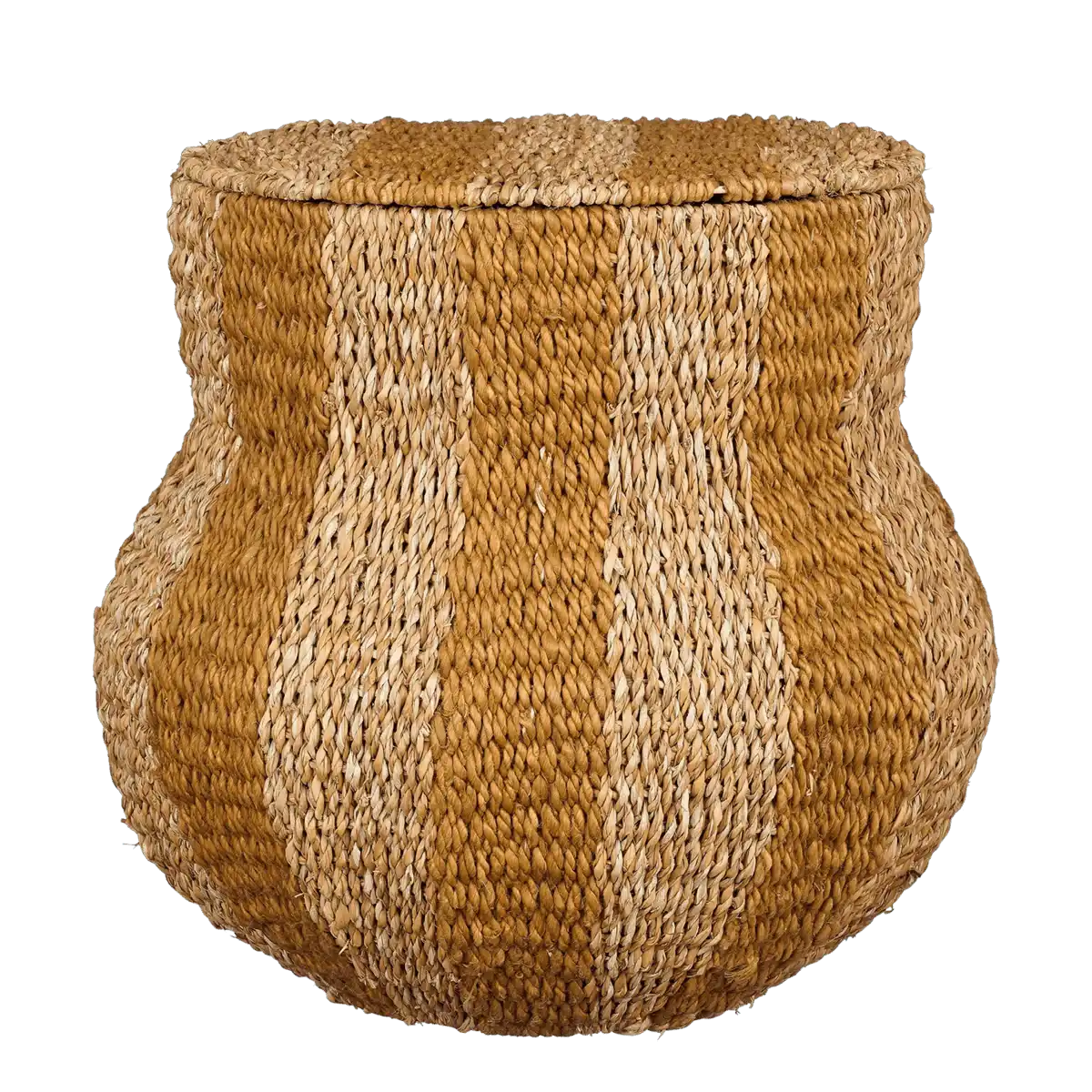 Tacoma Aufbewahrungskorb mit Deckel – H47 x Ø50 cm – Jute – Gelb - HomeDesign Knaus