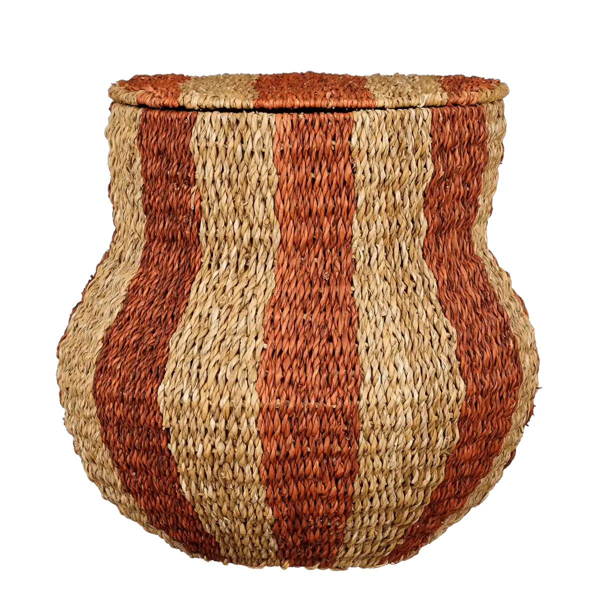 Tacoma Aufbewahrungskorb mit Deckel – H47 x Ø50 cm – Jute – Orange - HomeDesign Knaus