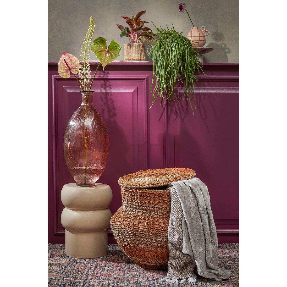 Tacoma Aufbewahrungskorb mit Deckel – H48 x Ø55 cm – Jute – Gelb - HomeDesign Knaus