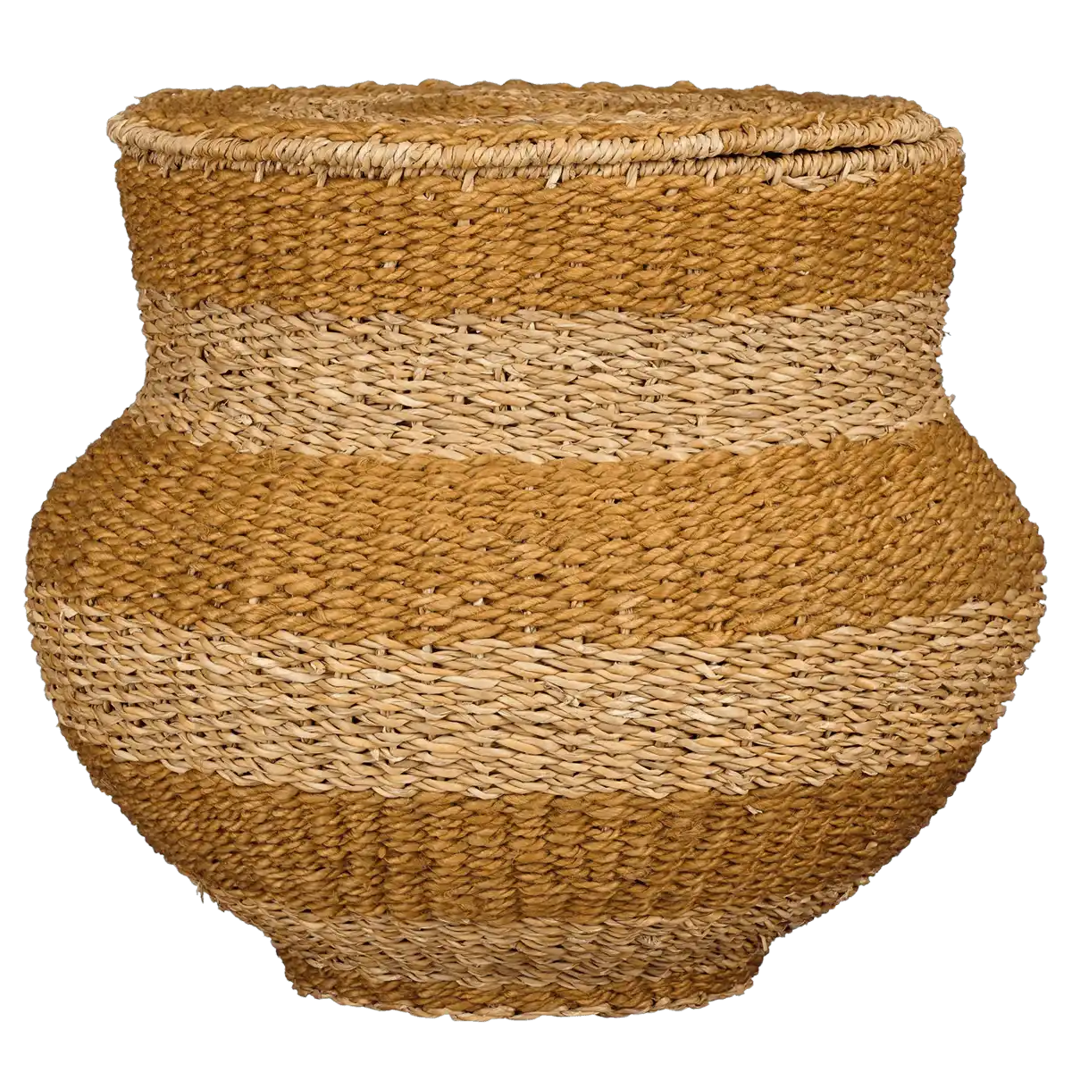 Tacoma Aufbewahrungskorb mit Deckel – H48 x Ø55 cm – Jute – Gelb - HomeDesign Knaus