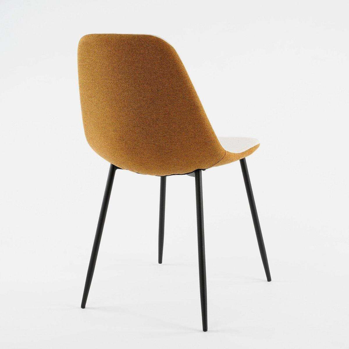 Tallos Esszimmerstuhl – recyceltes Polyester – gebrochenes Weiß, Ocker - HomeDesign Knaus