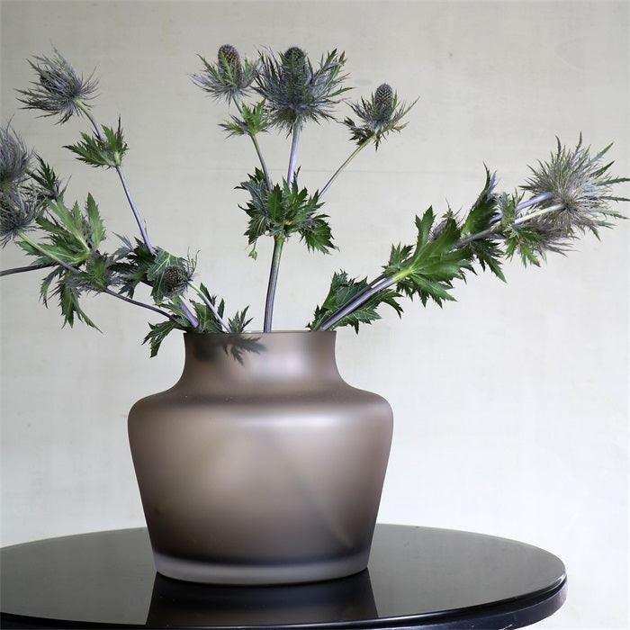 Taupe Satin Deko Vase Blumenvase Handarbeit - HomeDesign Knaus