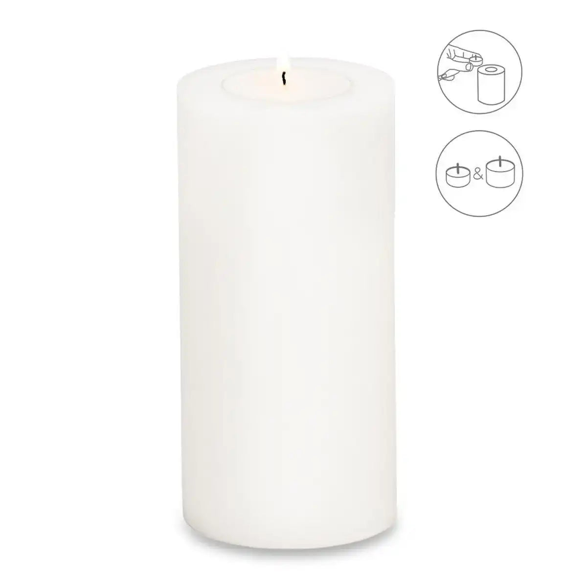 Teelichthalter Dauerkerze Cornelius für Maxi-Teelicht, Höhe 21 cm, ø 10 cm, hitzebeständig 90 Grad - HomeDesign Knaus