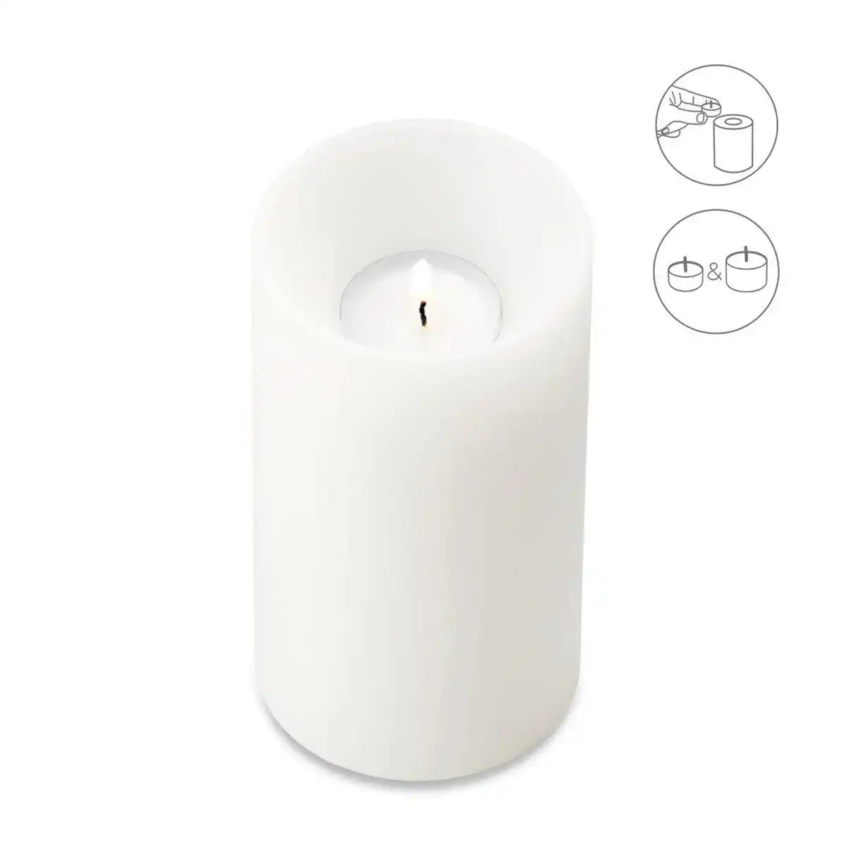Teelichthalter Dauerkerze Cornelius, tiefliegendes Teelicht, H 15 cm, ø 8 cm, hitzebeständig 90 Grad - HomeDesign Knaus