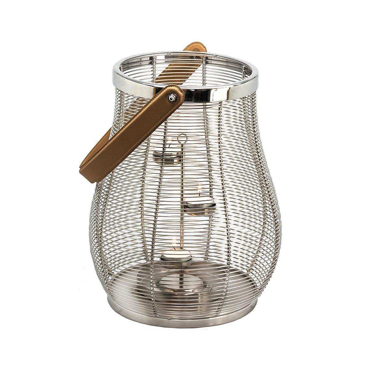 Teelichthalter Denver, Edelstahl glänzend vernickelt, H 21 cm, Einsatz für Laternen und Windlichter - HomeDesign Knaus