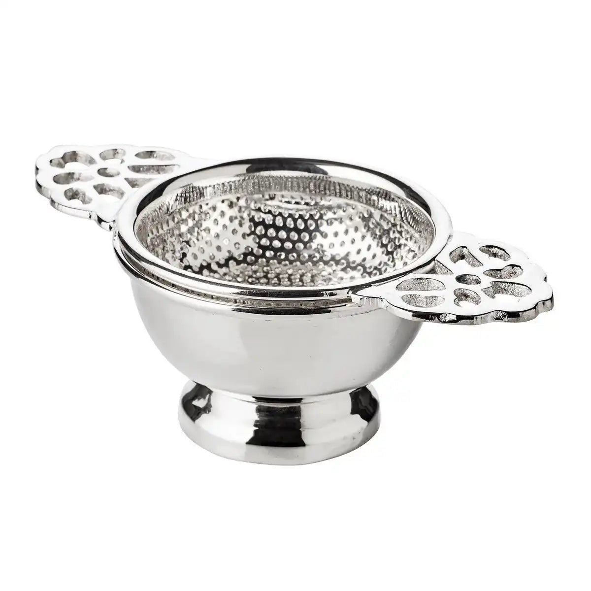 Teesieb Teefilter Assam mit Halter, schwerversilbert, Durchmesser 6 cm, Länge 11 cm, Höhe 4 cm - HomeDesign Knaus