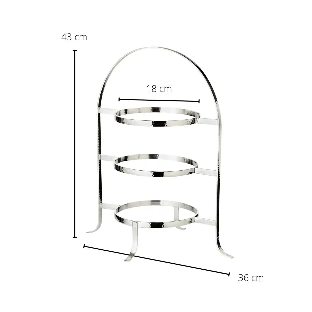 Telleretagere Sina (Höhe 42 cm) gehämmert, schwerversilbert, für 3 Teller Ø 20 bis 28 cm - HomeDesign Knaus