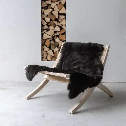 Teppich Fell Schaffell Island natur schwarz 100x10cm - HomeDesign Knaus