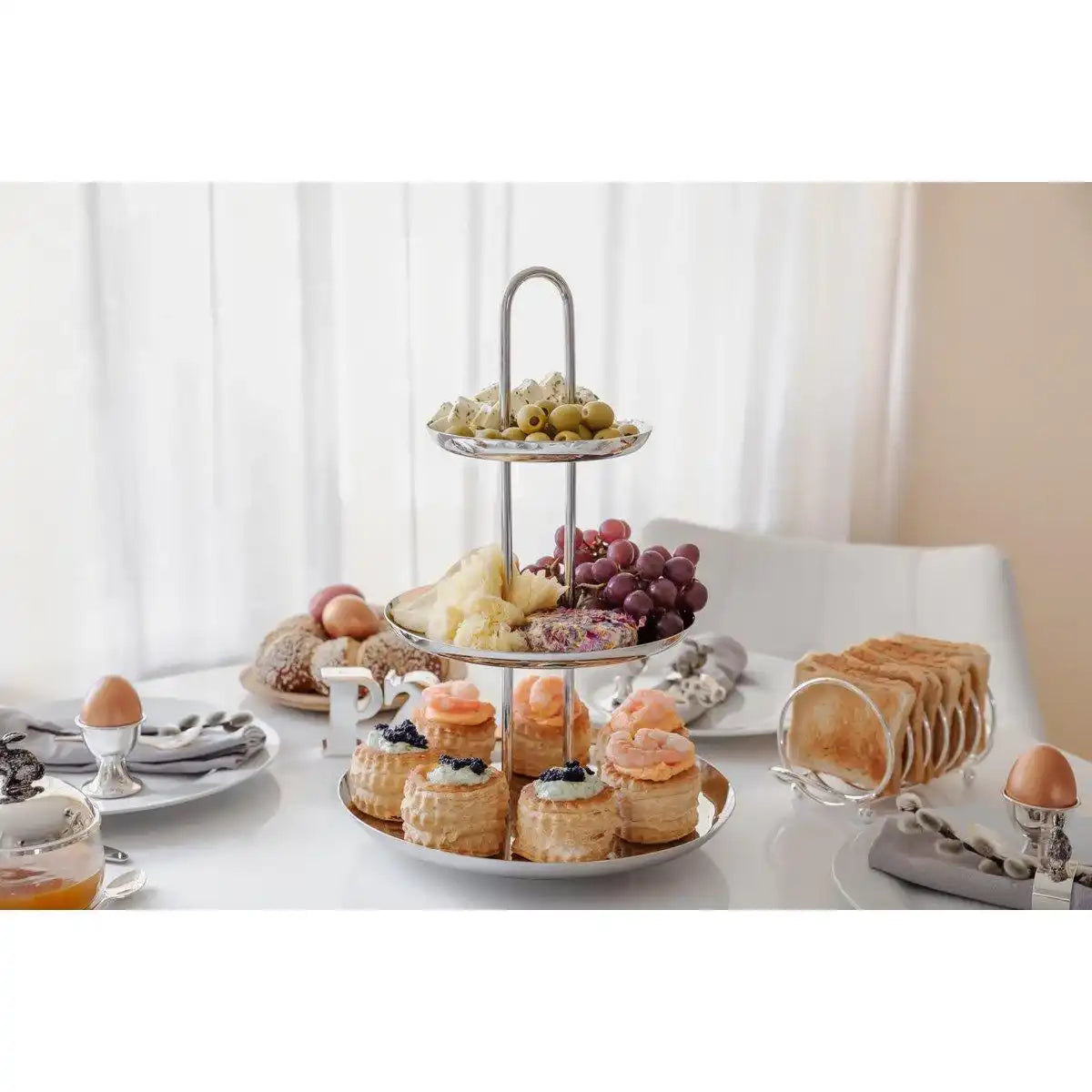 Toastständer Toastscheibenhalter String, für 6 Scheiben, edel versilbert, Länge 22 cm - HomeDesign Knaus