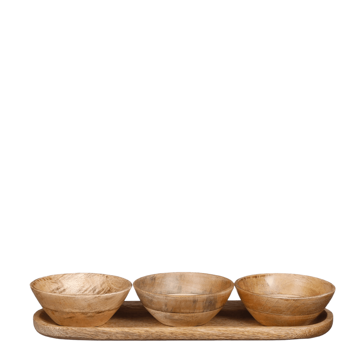 Tomar Schüsseln und Tablett – L35 x B12 x H5 cm – 100 % FSC-Mangoholz – Hellbraun - HomeDesign Knaus
