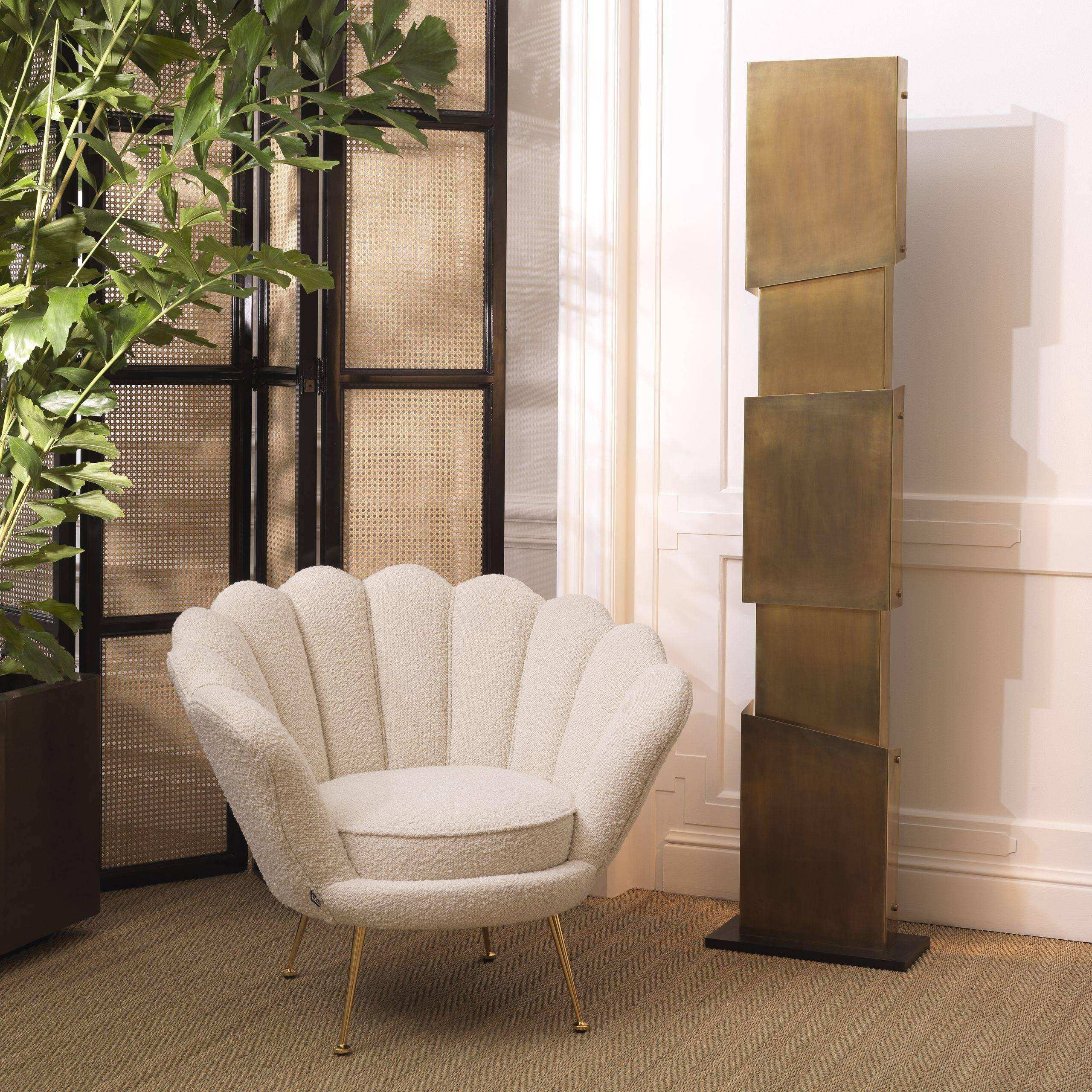 Trapezium Sessel Loungesessel Polyester Beine in Messingoptik Handgefertigt - HomeDesign Knaus