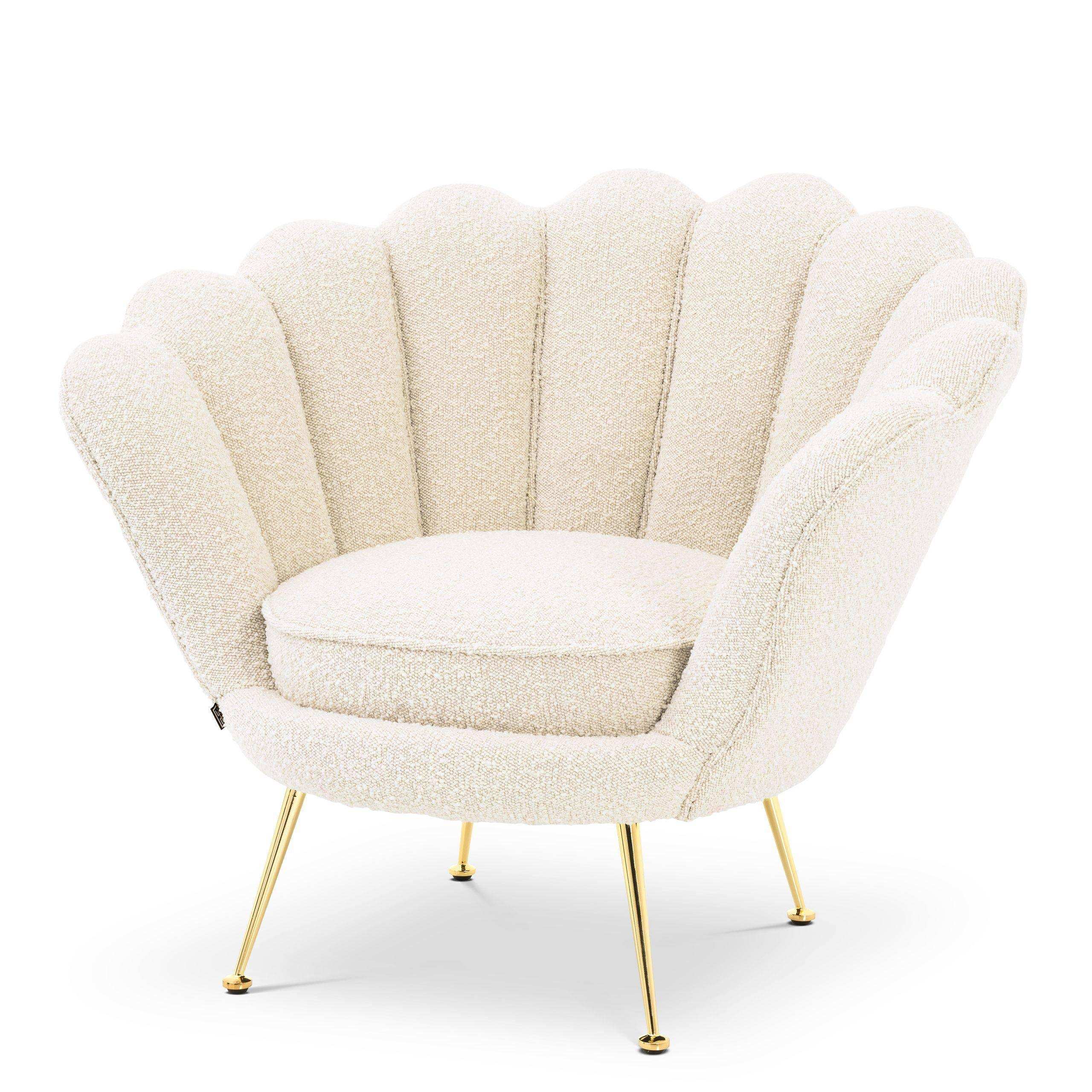 Trapezium Sessel Loungesessel Polyester Beine in Messingoptik Handgefertigt - HomeDesign Knaus