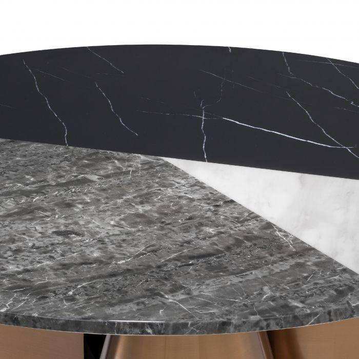 Tricolori Couchtisch Gebürstetes Kupferfinish Platte aus Kunstmarmor - HomeDesign Knaus