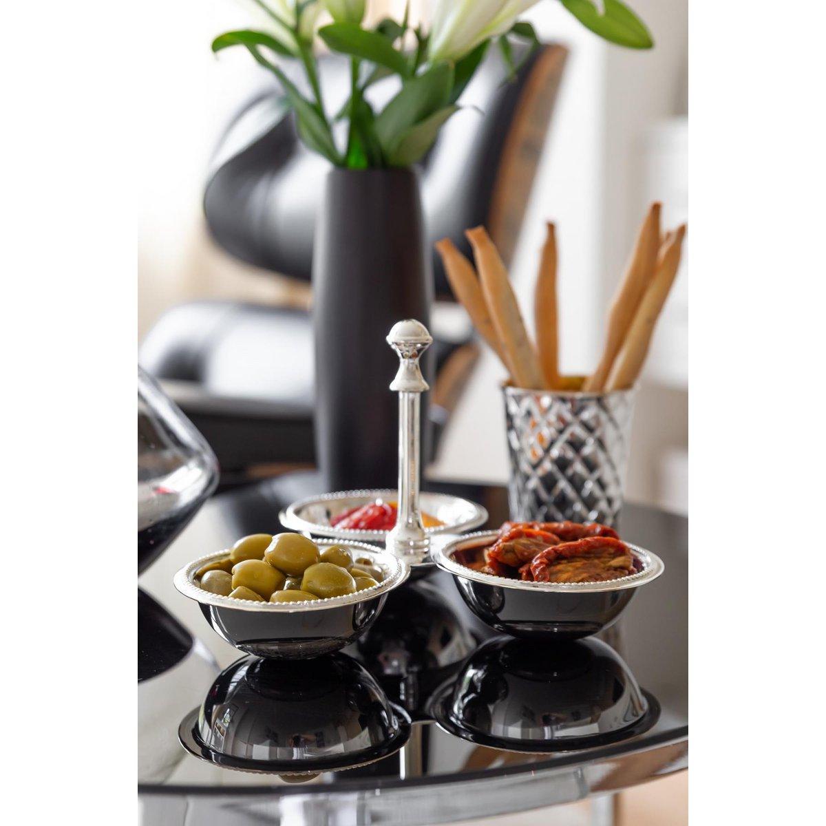 EDZARD Triplettschale Dreifachschale Snackschale Perla, schwerversilbert, Durchmesser 21 cm - HomeDesign Knaus