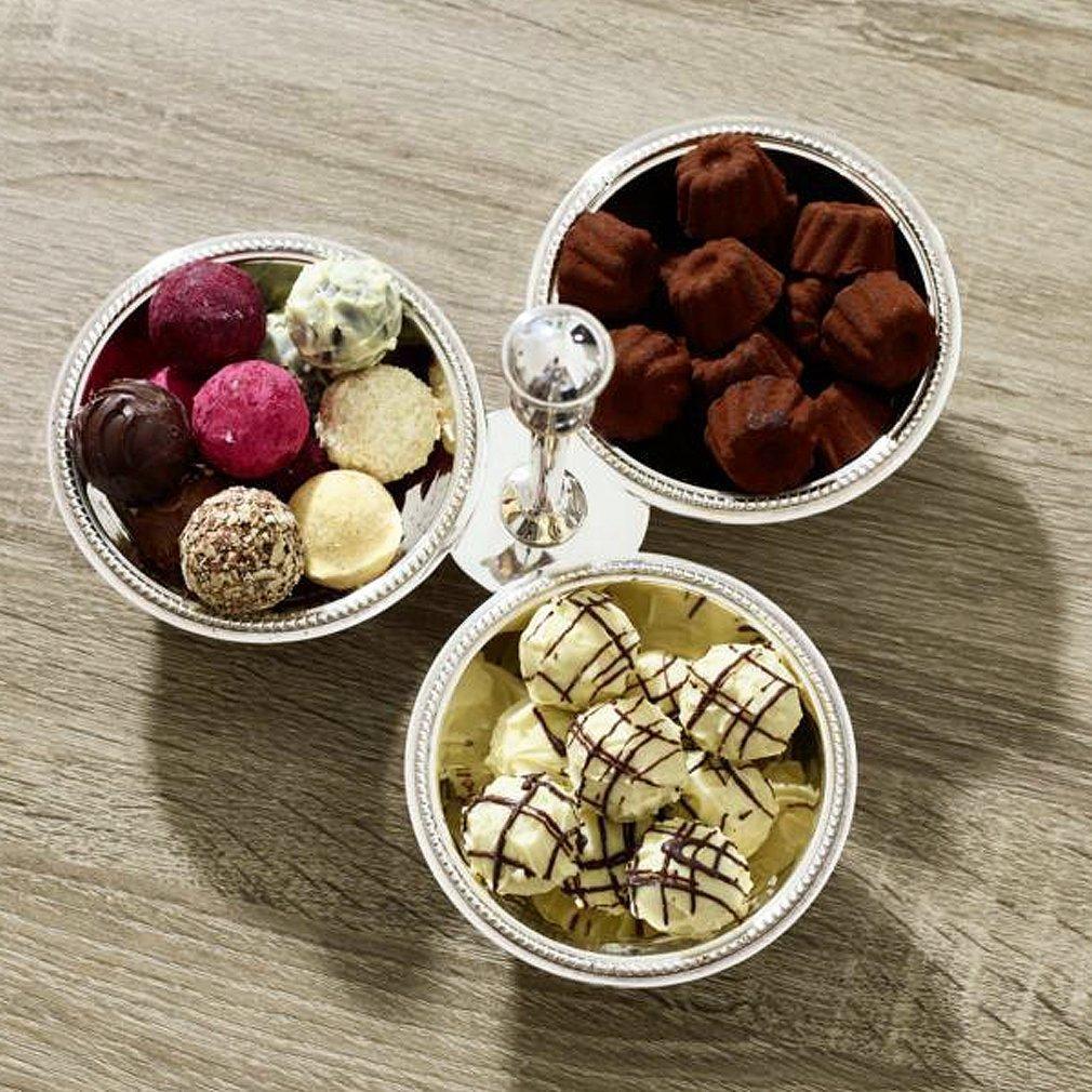 EDZARD Triplettschale Dreifachschale Snackschale Perla, schwerversilbert, Durchmesser 21 cm - HomeDesign Knaus