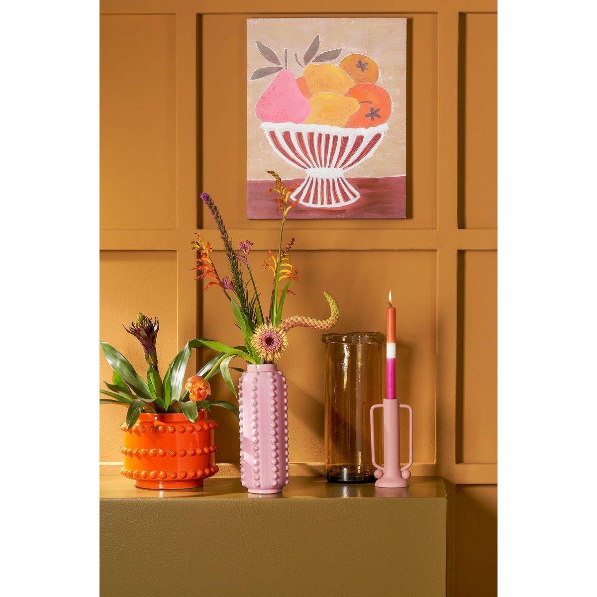 Ula Kerzenständer - H12 x Ø8 cm - Metall - Rosa - HomeDesign Knaus