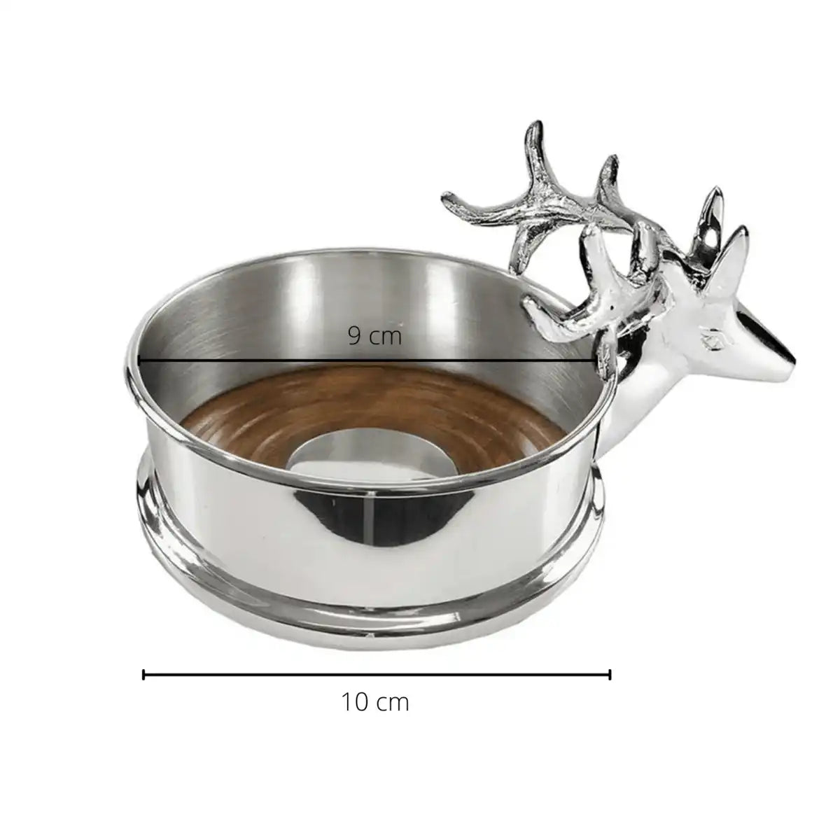 Untersetzer Flaschenuntersetzer Derby mit Rentier, schwerversilbert, Holzboden, Durchmesser 10 cm - HomeDesign Knaus