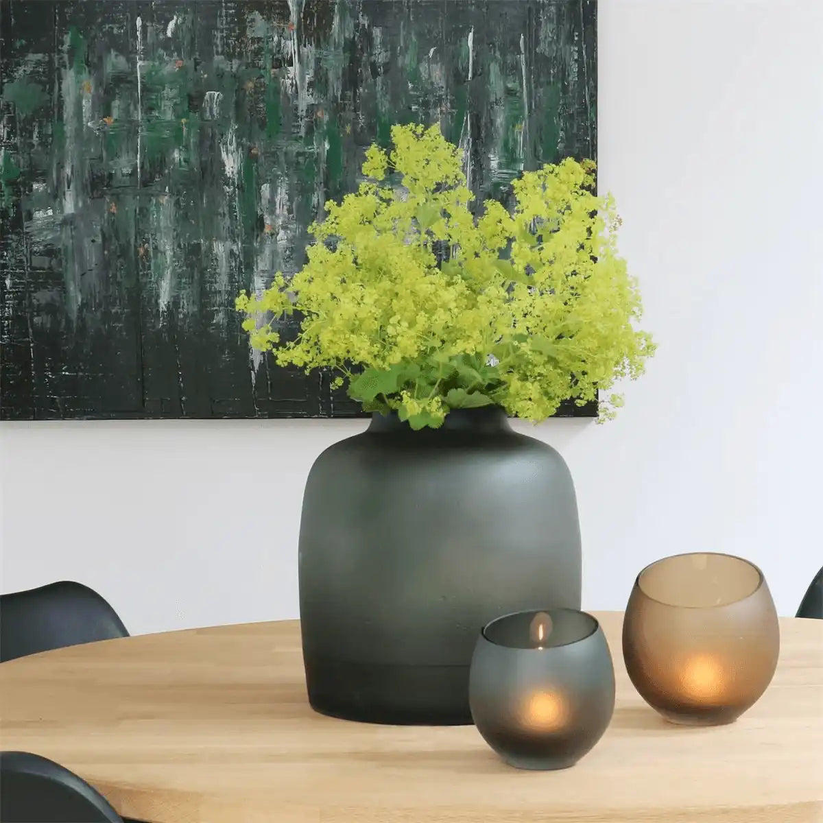 Vase Blumenvase Bodenvase Mundgeblasen Satingrau grau - HomeDesign Knaus