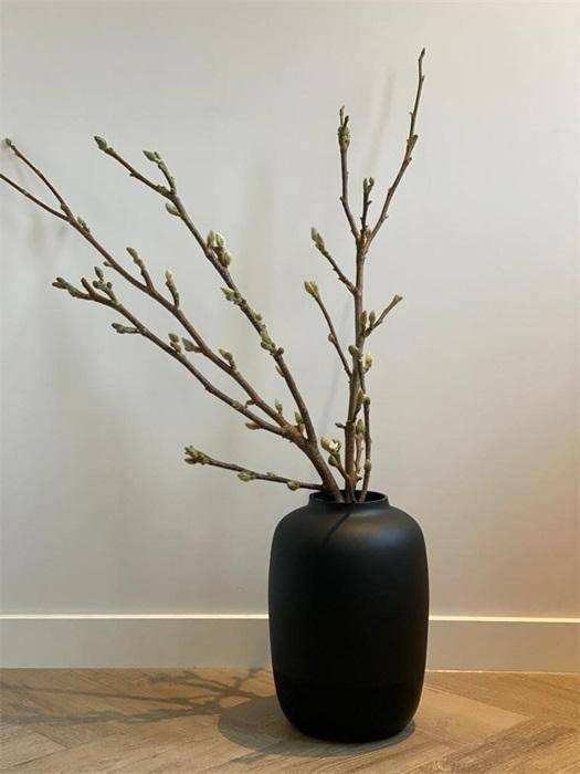Vase Blumenvase Bodenvase Pulverbeschichtet schwarz Matt - HomeDesign Knaus