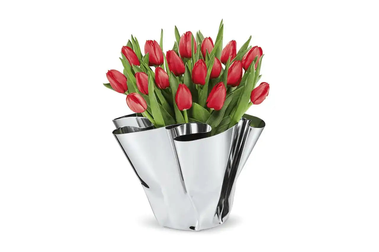 Vase Blumenvase Handgefaltet Edelstahl Unikat - HomeDesign Knaus