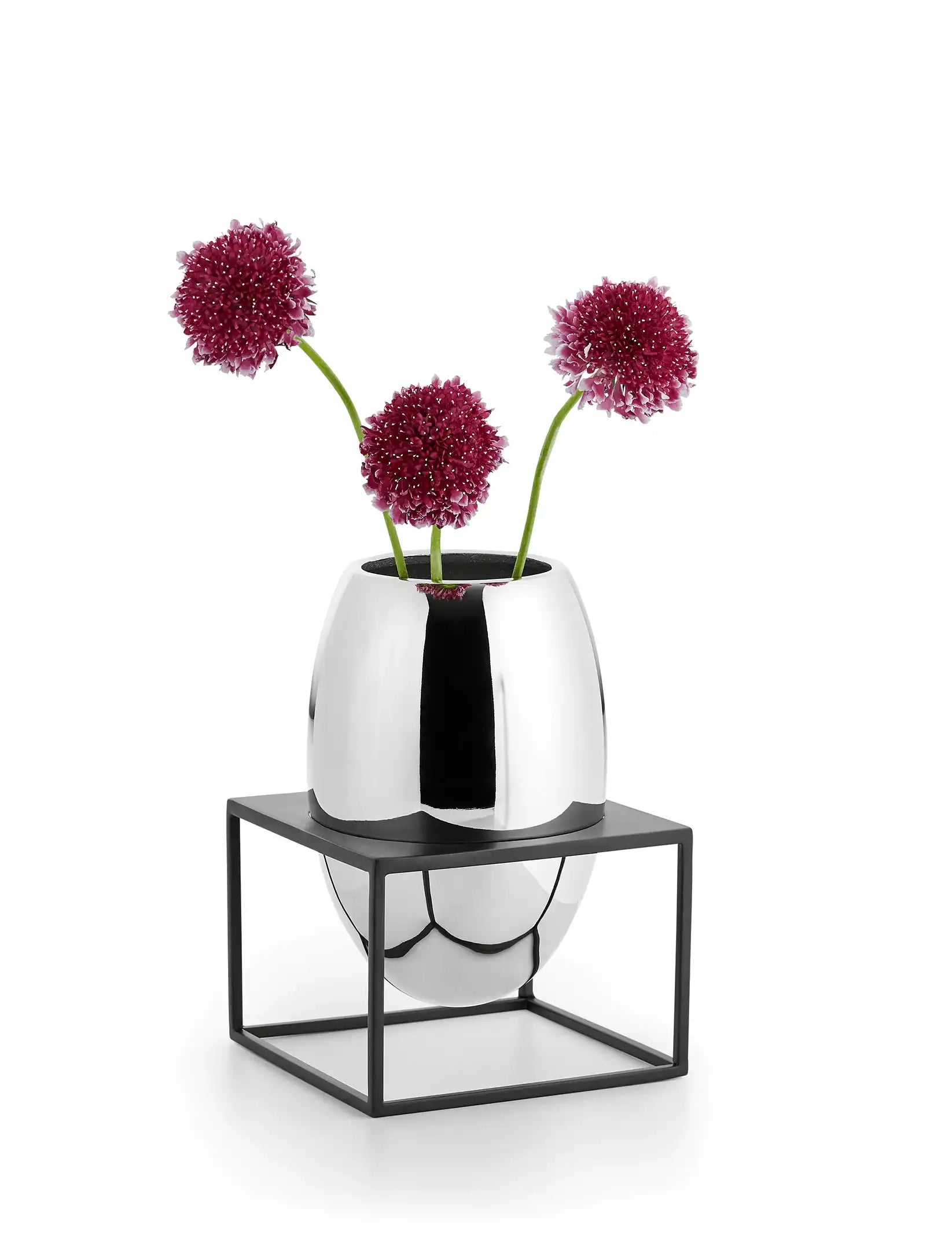 Vase Blumenvase im Ständer Nickelauflage Hochglanz poliert - HomeDesign Knaus