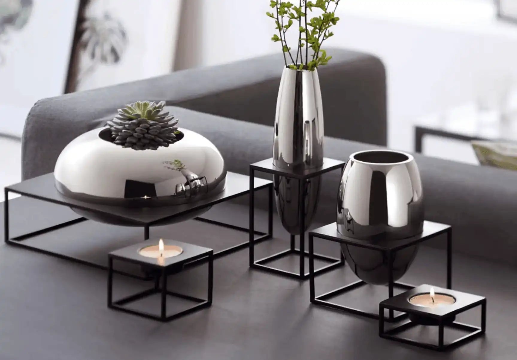 Vase Blumenvase im Ständer Nickelauflage Hochglanz poliert - HomeDesign Knaus