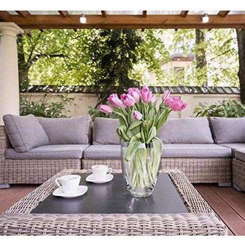 Vase Charlotte, mundgeblasenes Kristallglas mit Platinrand 20 cm - HomeDesign Knaus