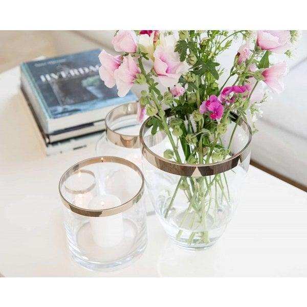 Vase Charlotte, mundgeblasenes Kristallglas mit Platinrand 20 cm - HomeDesign Knaus