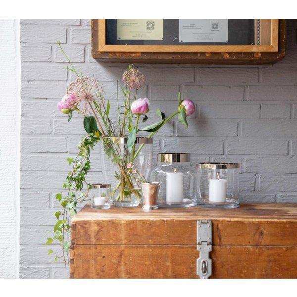 Vase Charlotte, mundgeblasenes Kristallglas mit Platinrand 24 cm - HomeDesign Knaus