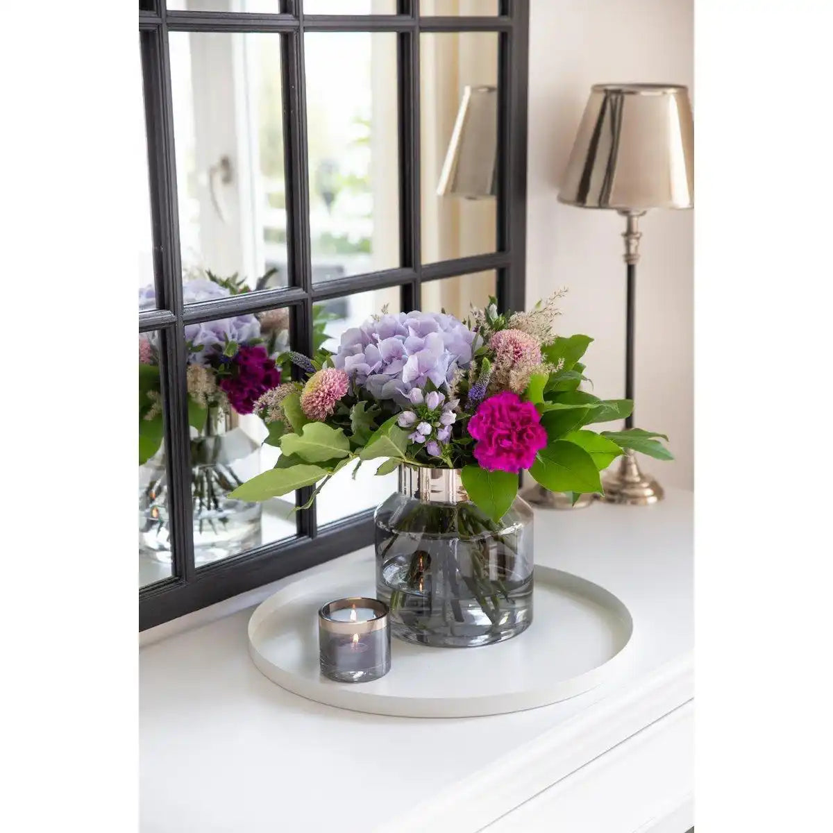 Vase Gabi dunkles mundgeblasenes Kristallglas mit Platinrand - HomeDesign Knaus