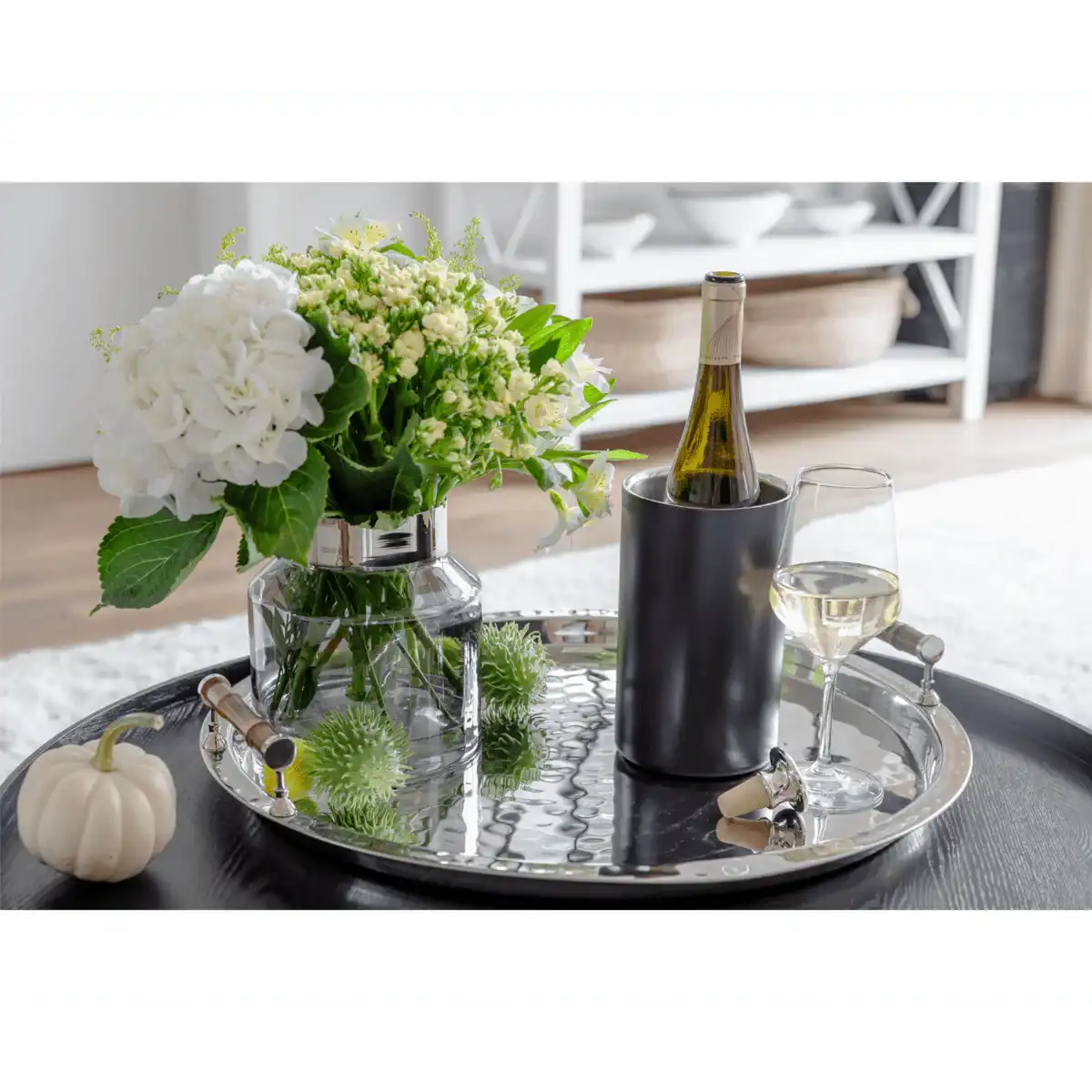 Vase Gabi dunkles mundgeblasenes Kristallglas mit Platinrand - HomeDesign Knaus